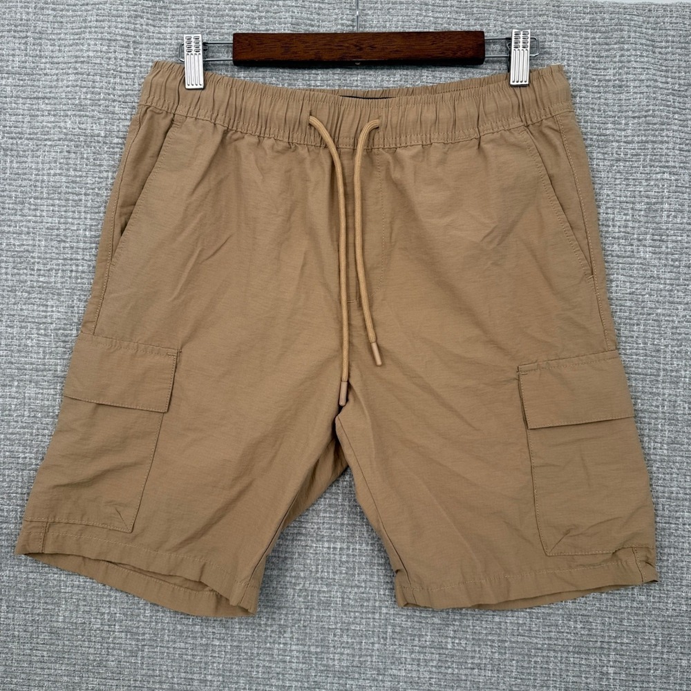 Fubu Easy Cargo Shorts Casual Cotton Blend Drawstring Tan Khaki Sz‎ S Y2K Street